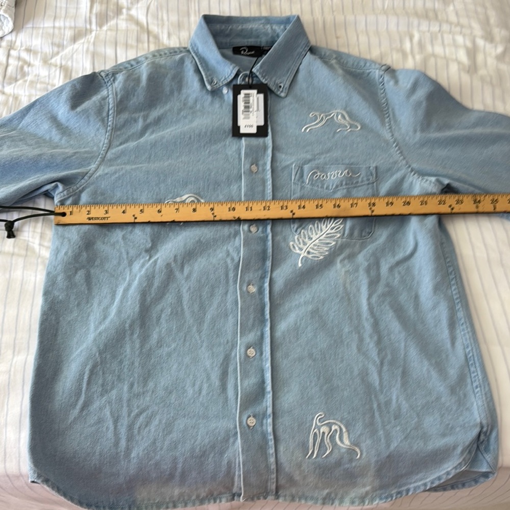 PARRA Denim Button-Up Shirt with Embroidered Designs